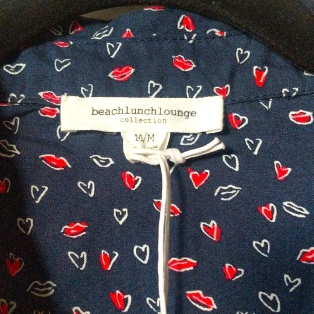 Beach Lunch Lounge Alana Heart and Kiss print button down- long sleeve top - Picture 3 of 14